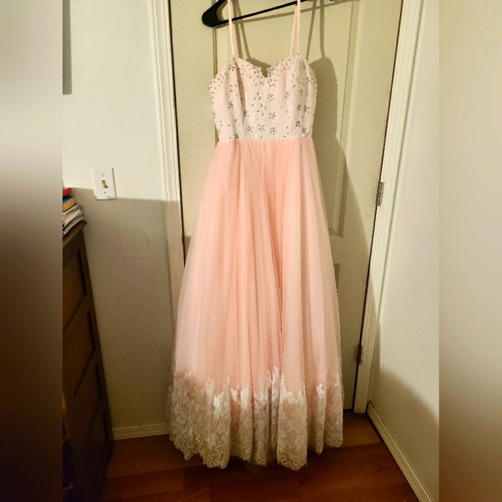 Baby pink wedding dress